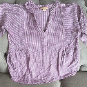 Kyra Purple Striped Linen Top in S